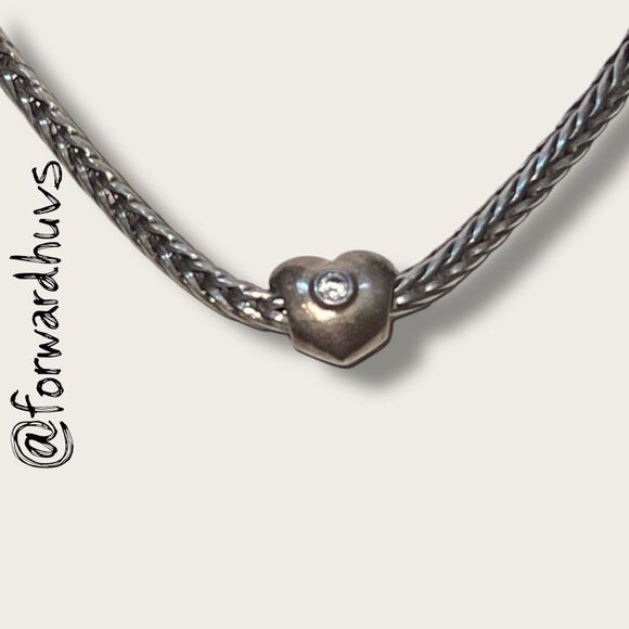 Pandora “Puffy Heart with Cubic Zirconia” Charm – Retired – ALE 925 Marked - Picture 1 of 9